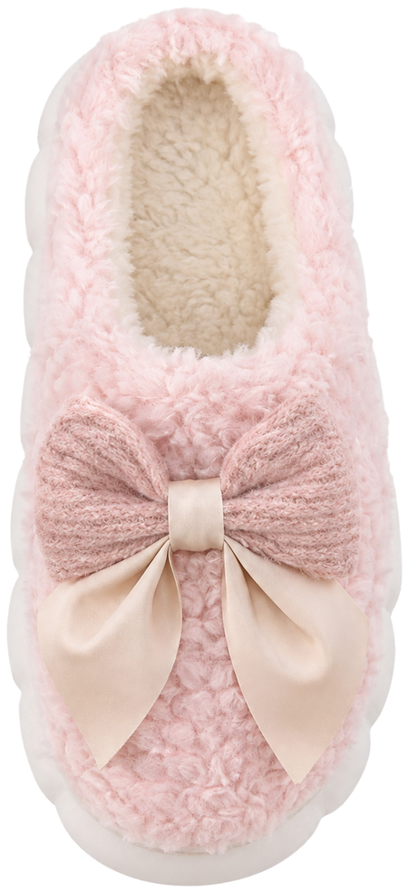 Fluffy Steps Bow Slipper in Blush